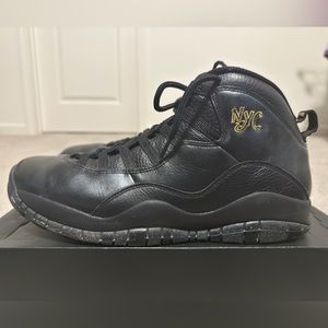 Slightly worn Air Jordan 10 NYC blackout edition